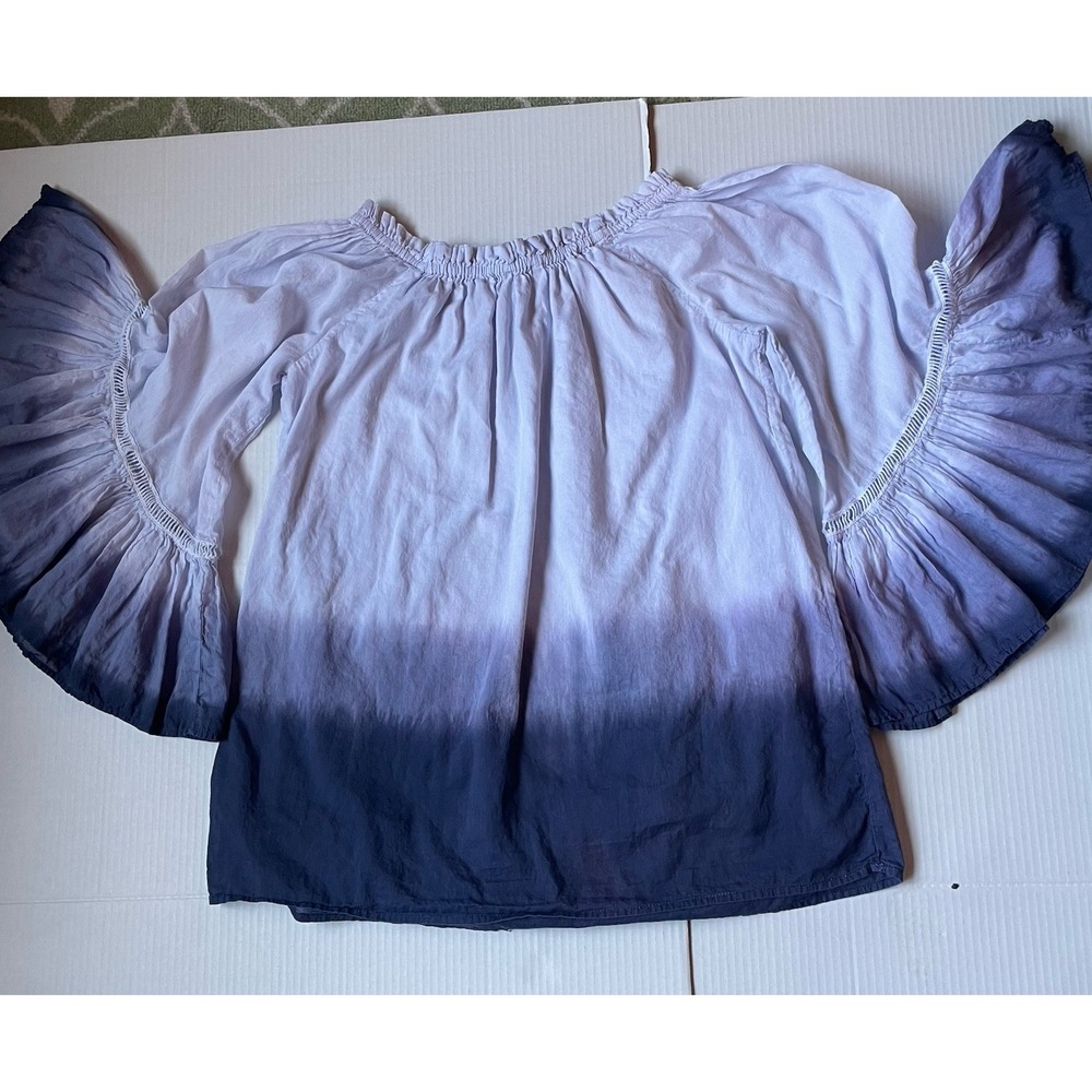 Purple Ombré Bohemian Bell Sleeve Blouse Women's Petite LARGE Peasant Cottage - Picture 10 of 10